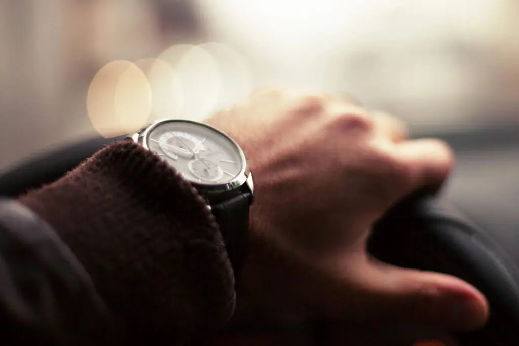 A view of a hand with a wristwatch