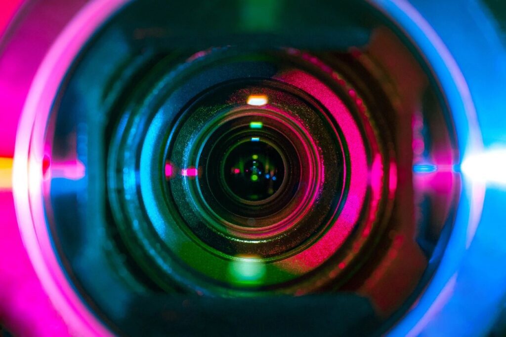 Close up image of a lens with so many colors