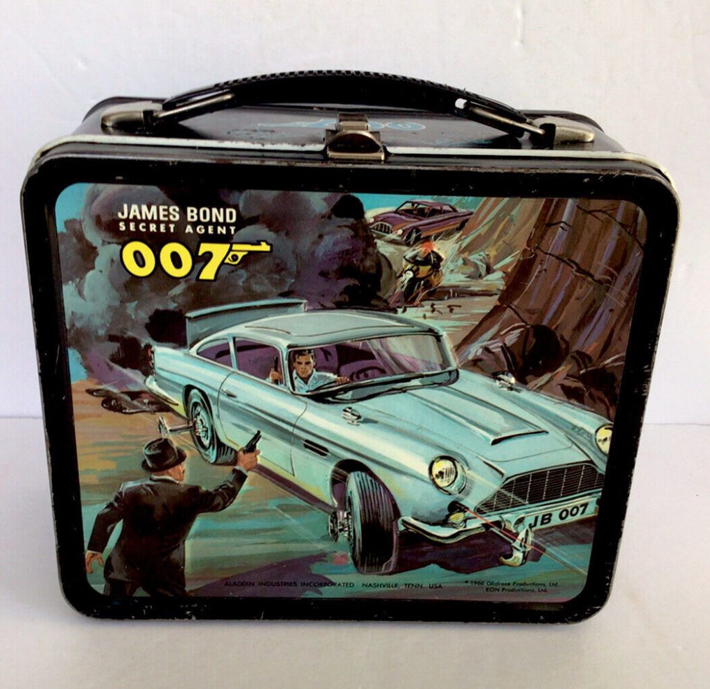 james bond lunch box 2 with his car on it